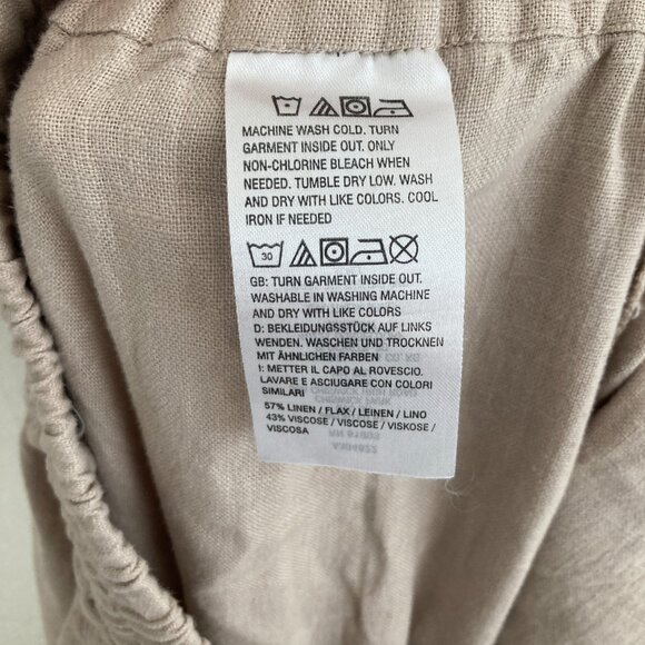 Naturals d&co Linen Blend Wide Leg Pull On Pants Flax Tan Beach Lagenlook MP - Picture 7 of 8